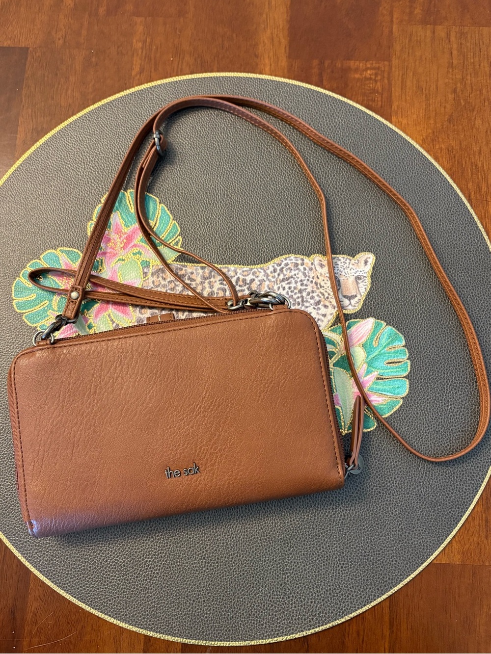 THE SAK Brown Leather Crossbody Wallet Purse